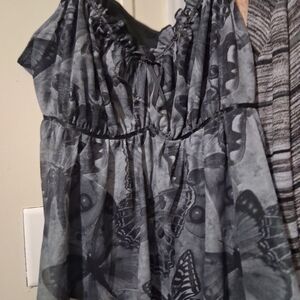 ROMWE Charcoal Butterfly Print Blouse